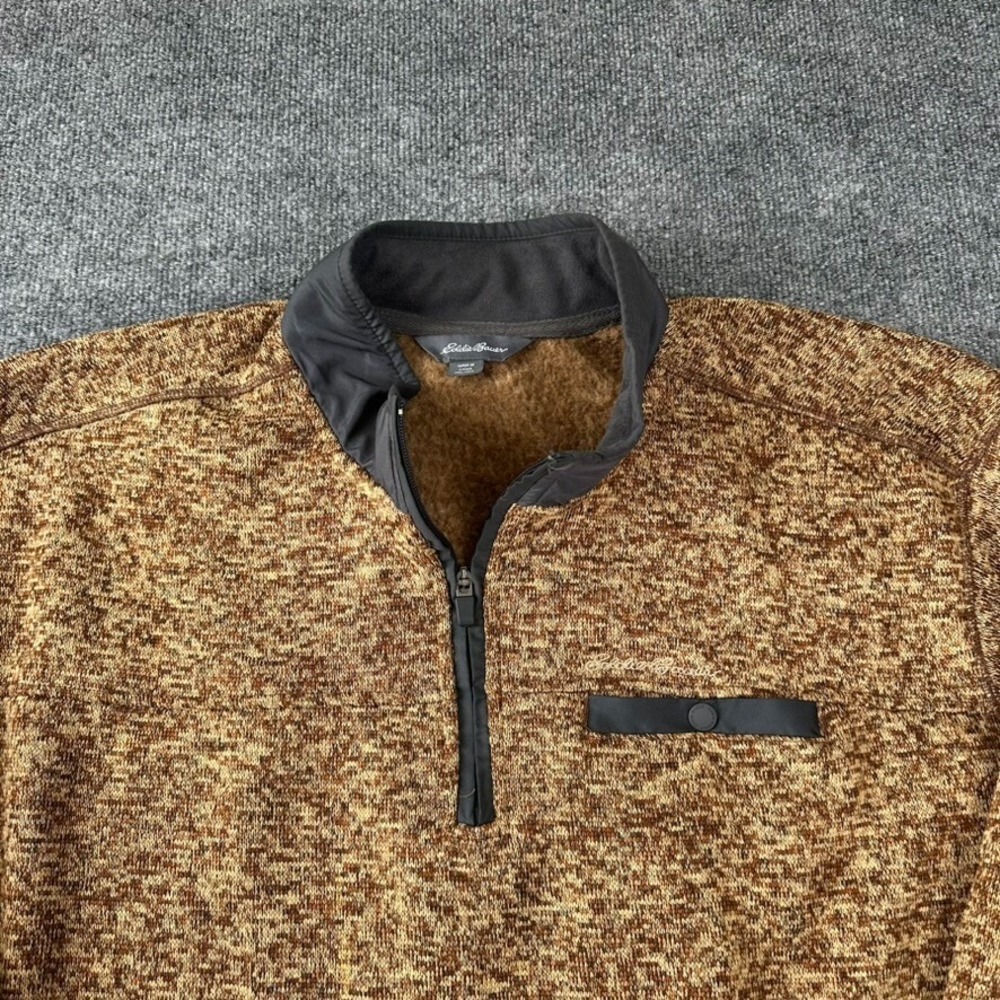 Eddie Bauer Men's Brown 1/4 Zip Pullover Long Sleeve Outdoor Sweater Jacket XXL‎